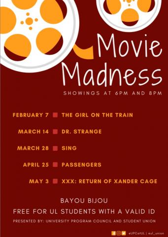 Spring 2017 movie schedule poster
